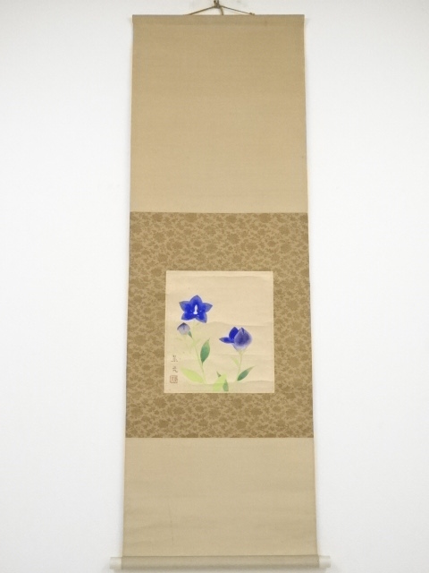 JAPANESE HANGING SCROLL / HAND PAINTED / BALLOON FLOWER